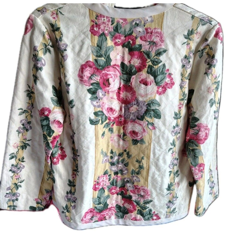 Women's Open Jacket Matching Purse Pockets Floral Embroidery Lace Print New - Picture 5 of 16